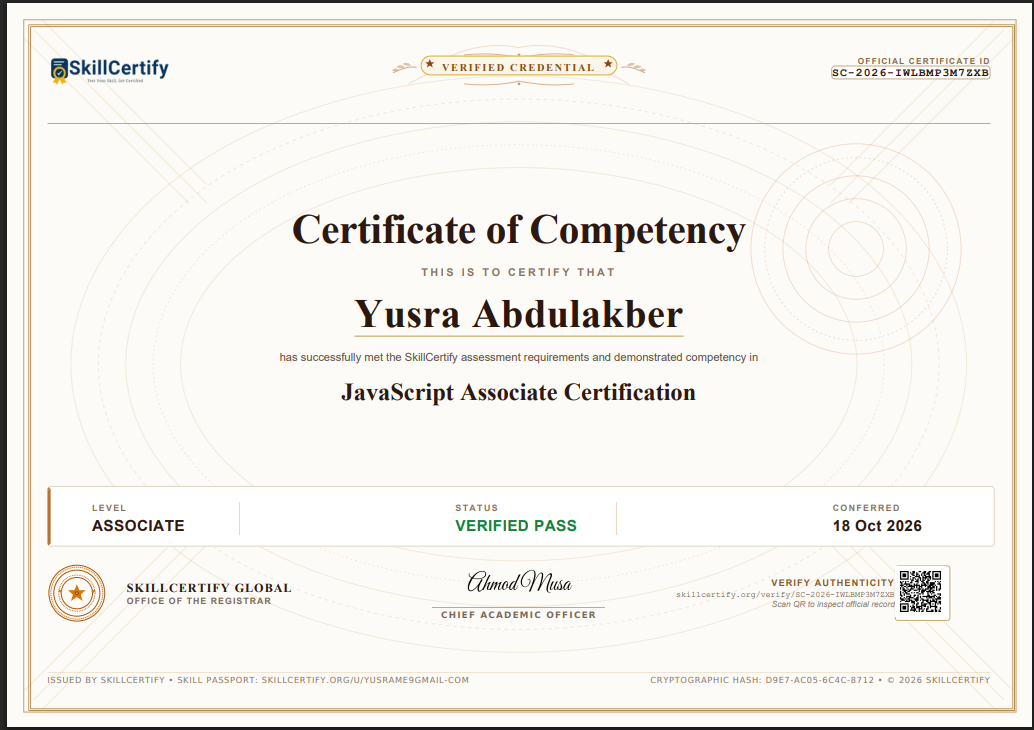 Web Development certificate
